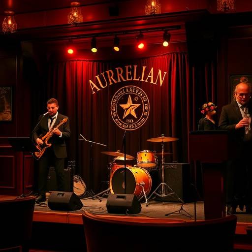 A jazz band performing on stage at Aurelian Bistro
