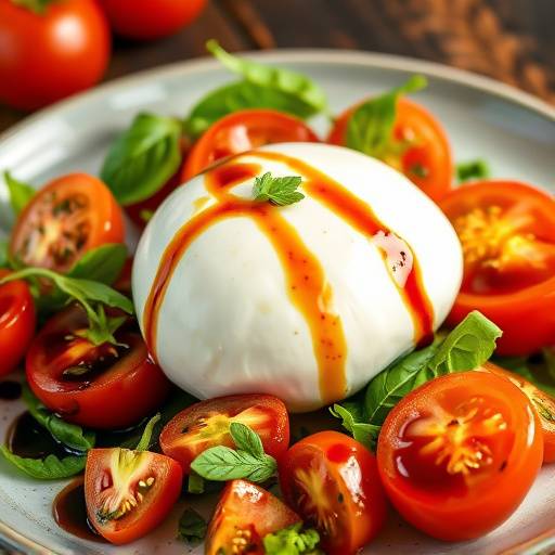 Burrata Salad with Heirloom Tomatoes and Balsamic Glaze