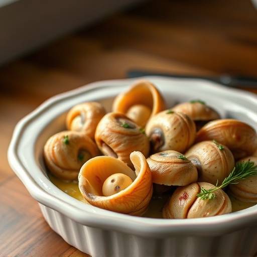 Escargots de Bourgogne served in a traditional ceramic dish