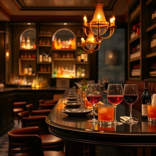 The bar area at Aurelian Bistro, showcasing a selection of fine wines and handcrafted cocktails.